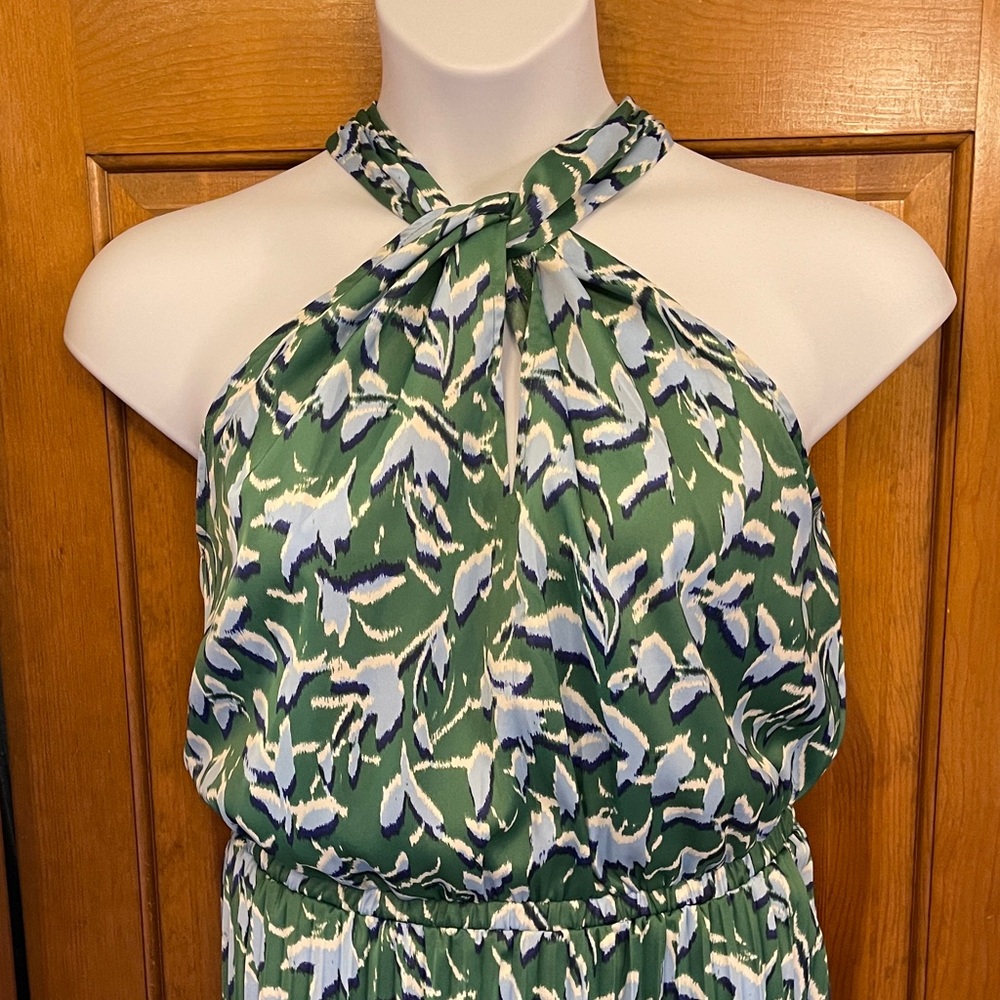 Scoop Maxi Dress Pleated Skirt Green & Blues 12/14 NWOT - Picture 3 of 15